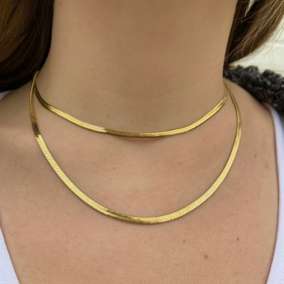 High Quality herringbone necklace gold 18k 
