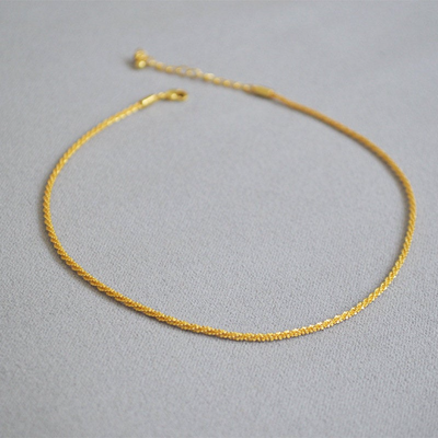 18k Real Gold Choker Necklace-