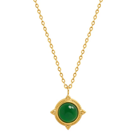 18K Gold-Filled Green Gemstone Necklace