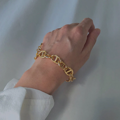 Real Gold Link chain bracelet thick