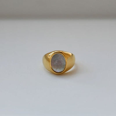 mother of pearl ring gold