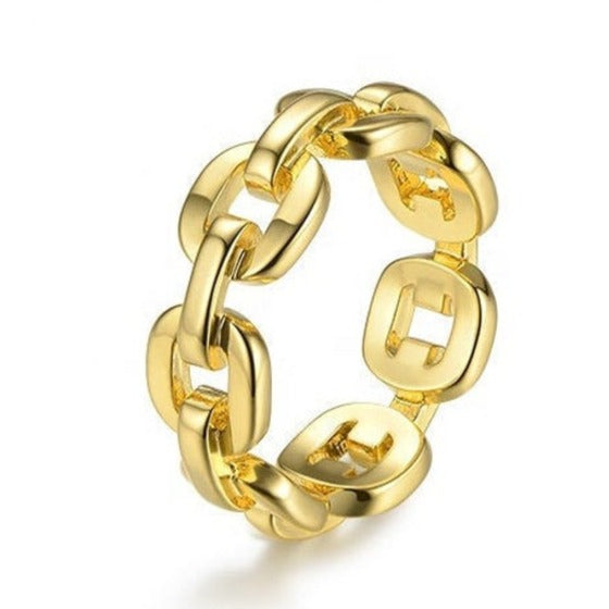 18k Gold Link Chain Ring