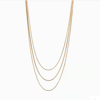 18K Gold-Filled Box Chain Necklace Set