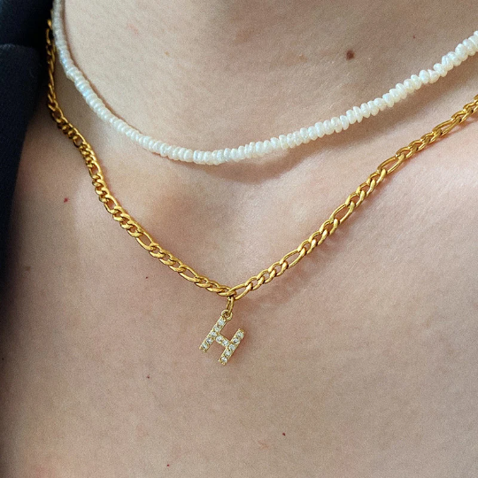 18K Gold-Filled Zirconia Letter Necklace