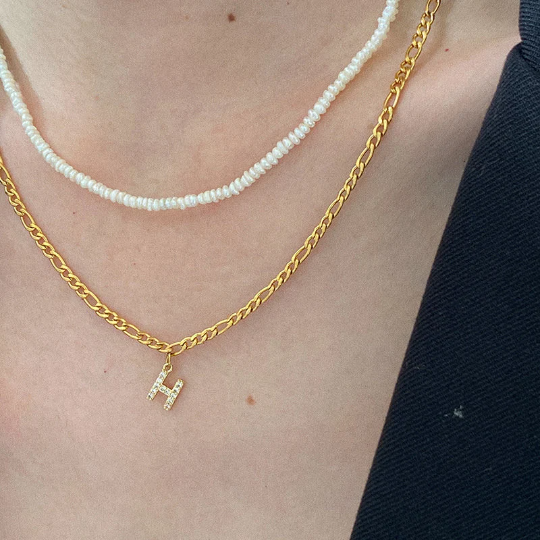 18K Gold-Filled Zirconia Letter Necklace