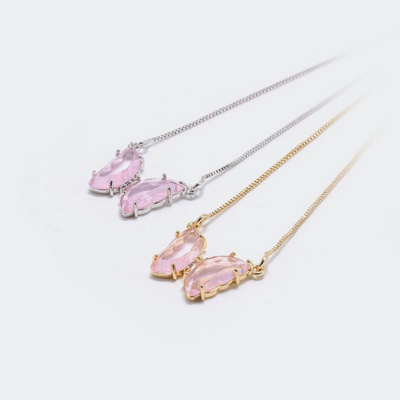 Gold Butterfly Necklace pink