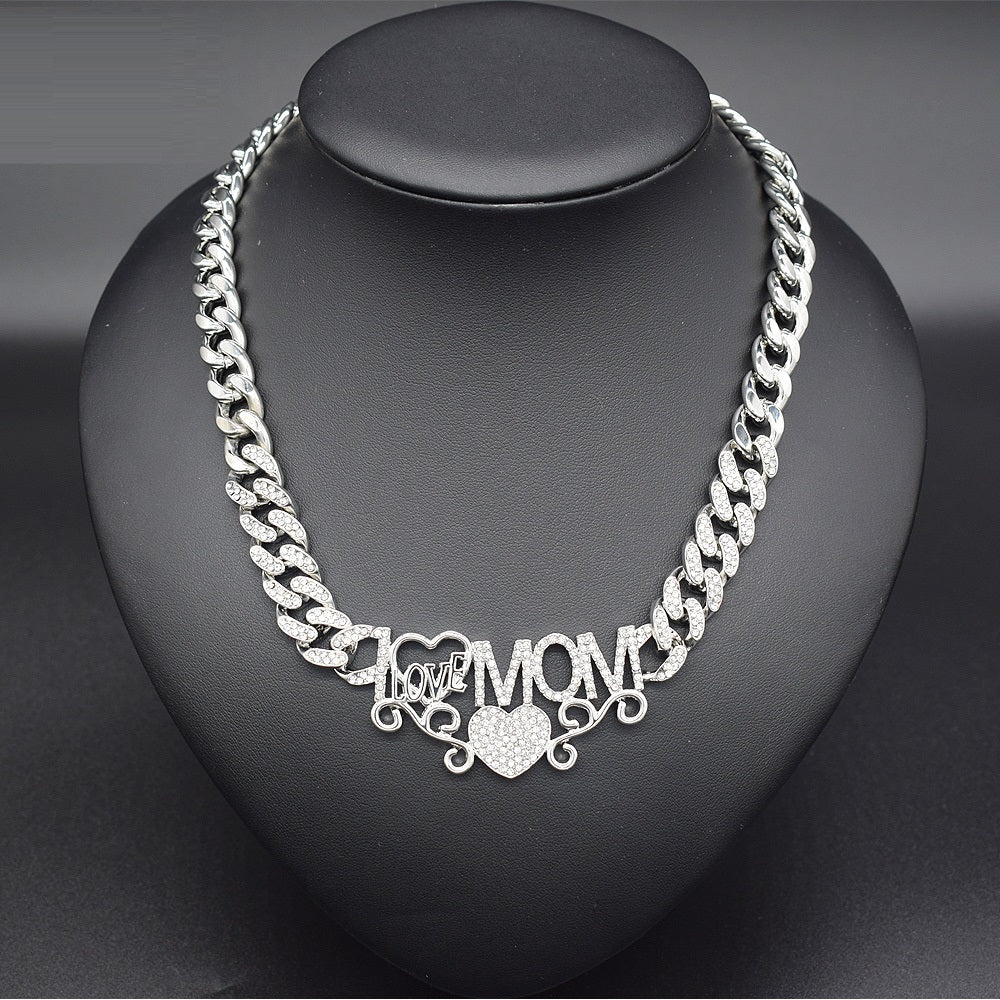 Silver Xo Mom Necklace Set