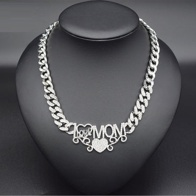 Silver Xo Mom Necklace Set