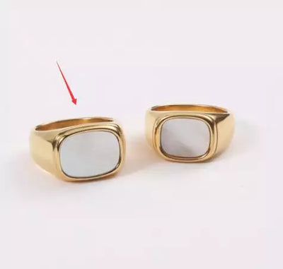18K Gold-Filled White Shell Ring