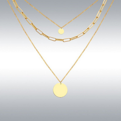Gold Disc Necklace 3 layer