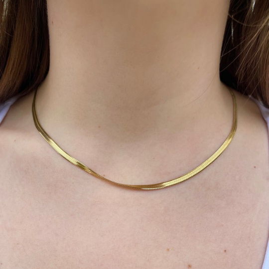 gold herringbone necklace womens