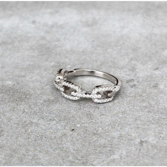  Cz Chain Ring silver