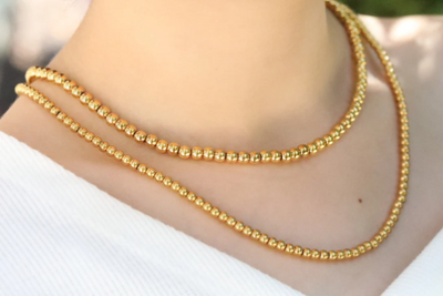 18K Gold-Filled Bead Necklace Set