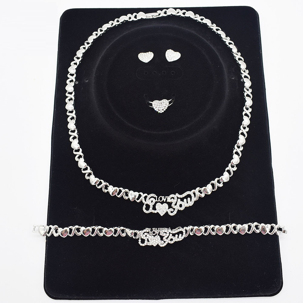 Love you necklace set silver 