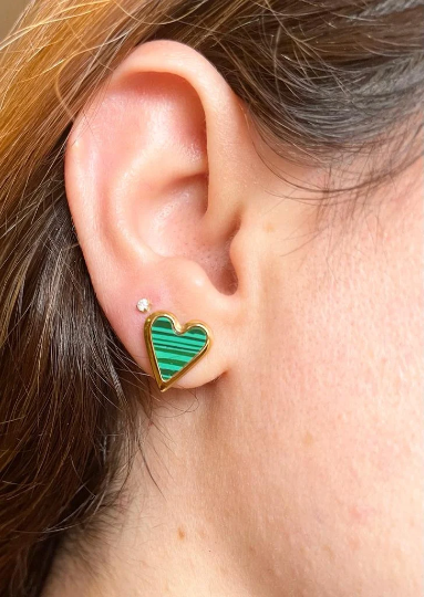 green shell stud earrings
