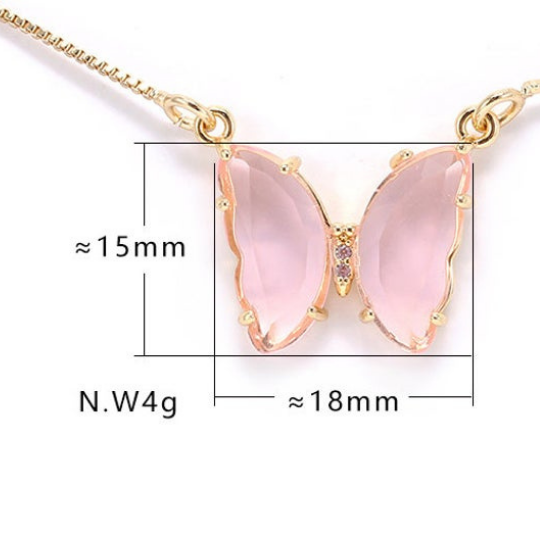 18K Gold Filled Crystal Butterfly Necklace for Women