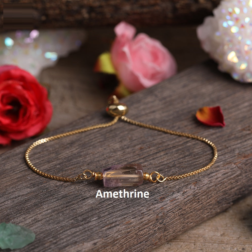  Amethrine stone 18k Gold Filled Adjustable Bracelet for women