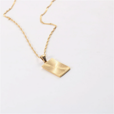 Gold Square pendant necklace For sale  