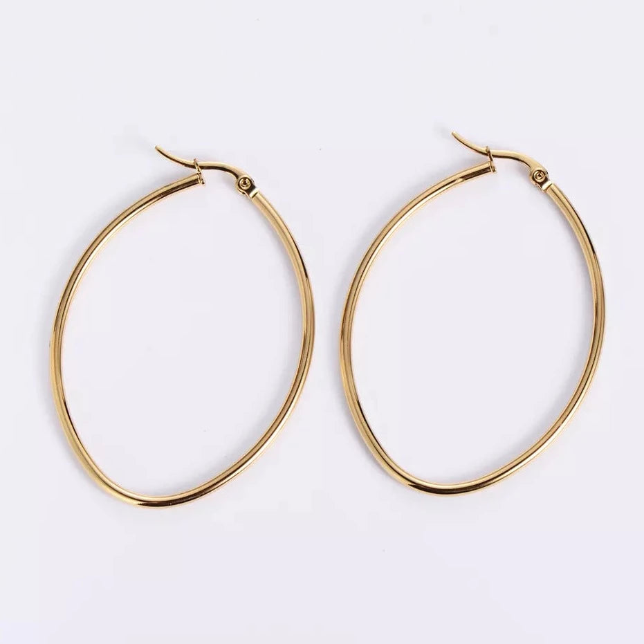 18K Gold-Filled Oval Hoop Earrings