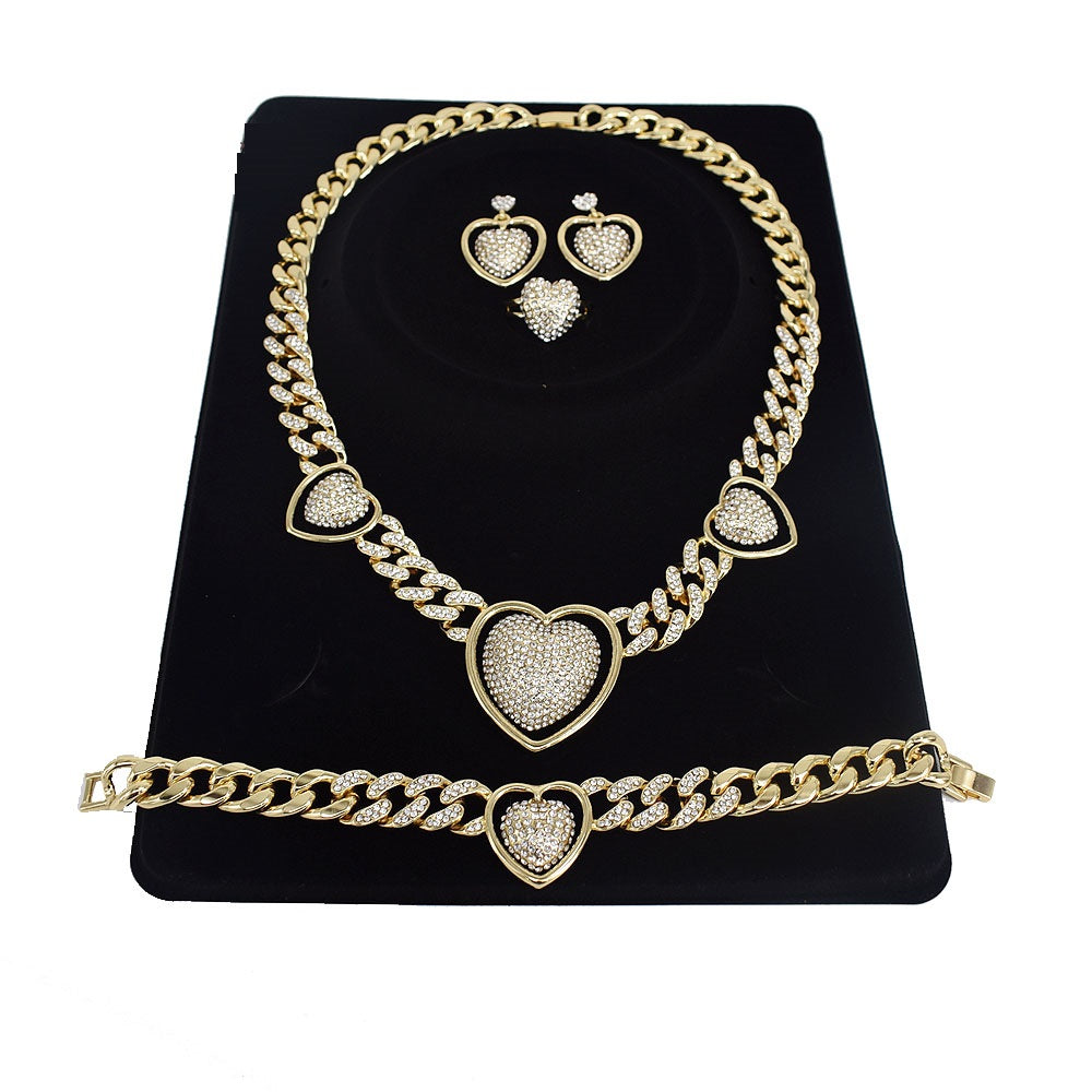 XO heart Cuban Jewelry Set