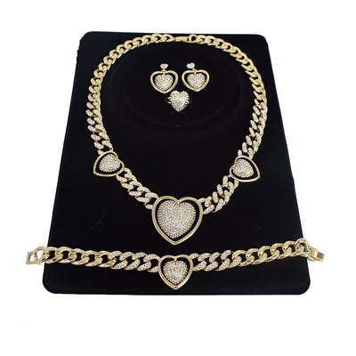 XO heart Cuban Jewelry Set