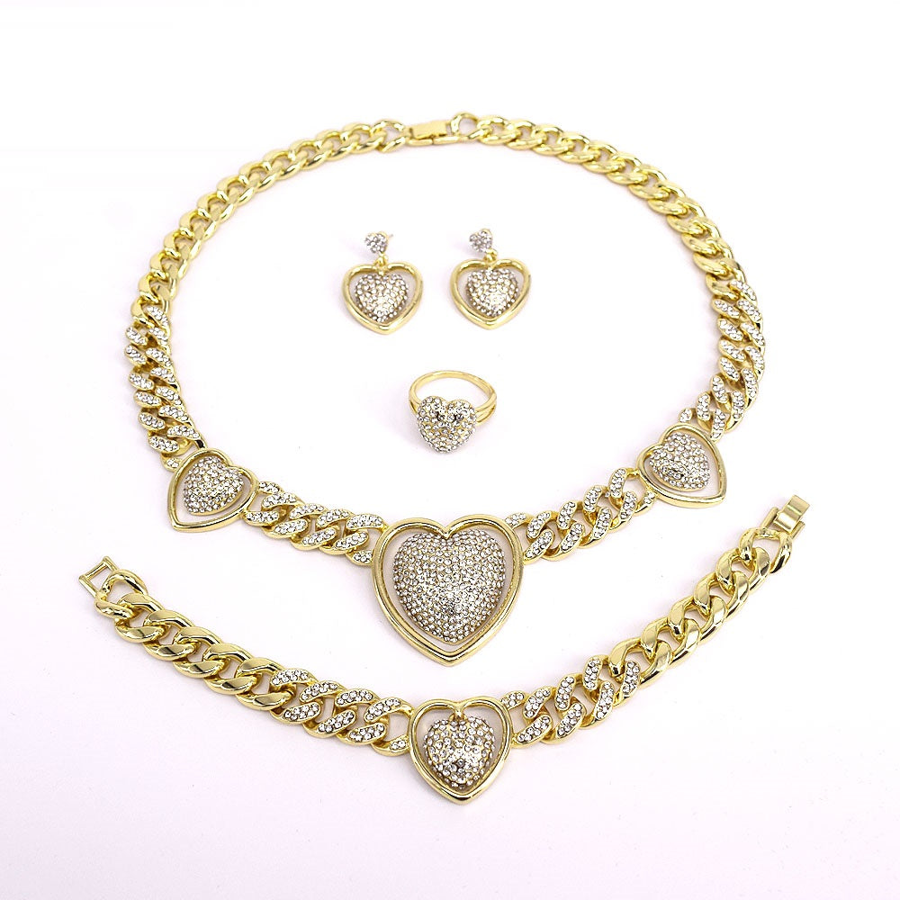 XO heart Cuban Jewelry Set