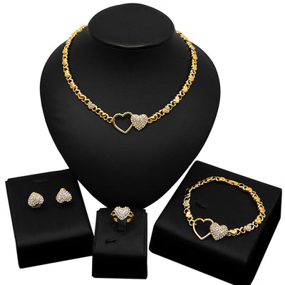 XO double heart necklace set 